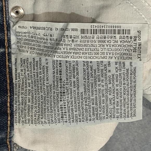 Zara Jeans Womens Size 10 Blue High Rise Wide Leg Raw Hem 100% Cotton Denim - Picture 8 of 8